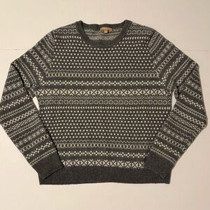 Kier + J2 Gray Fair Isle Patterned Cashmere Sweater XL